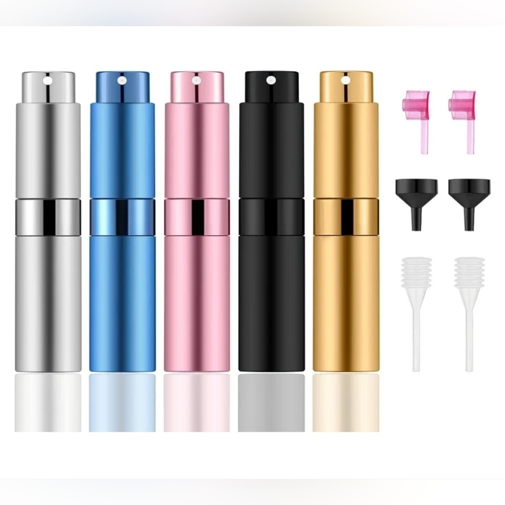Perfume Atomizers Set Of 5 Refillable Multiple Use 8ml Capacity NEW